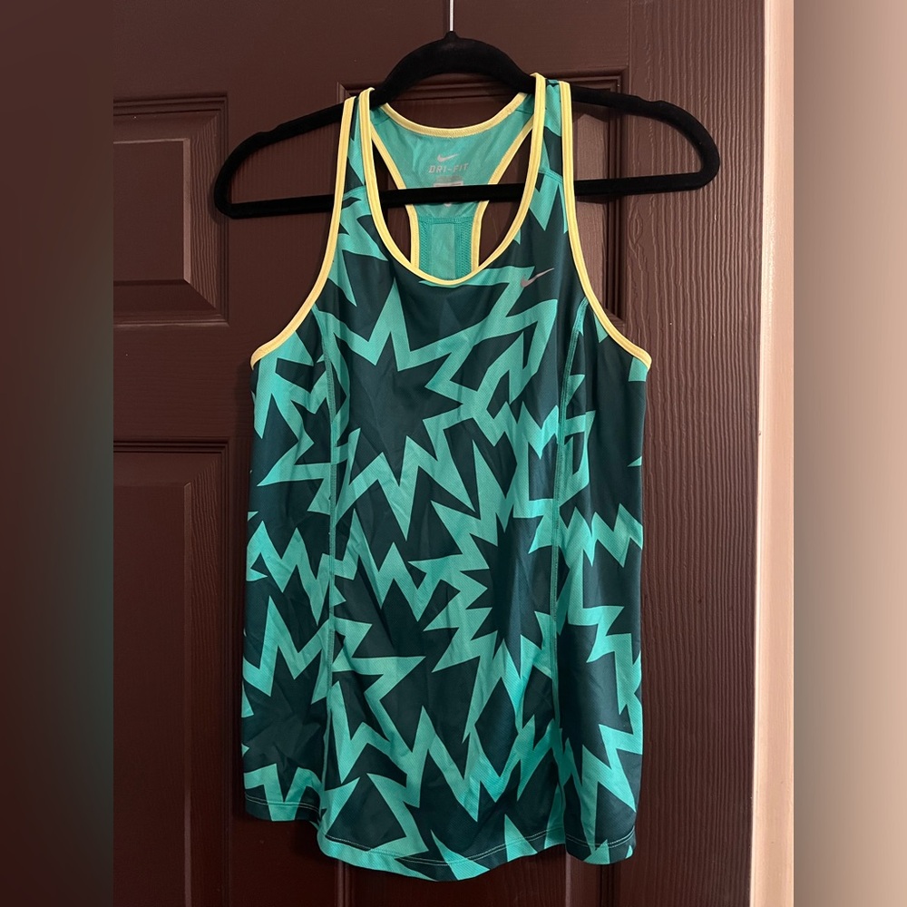 Nike Teal and Yellow Starburst Tank Top